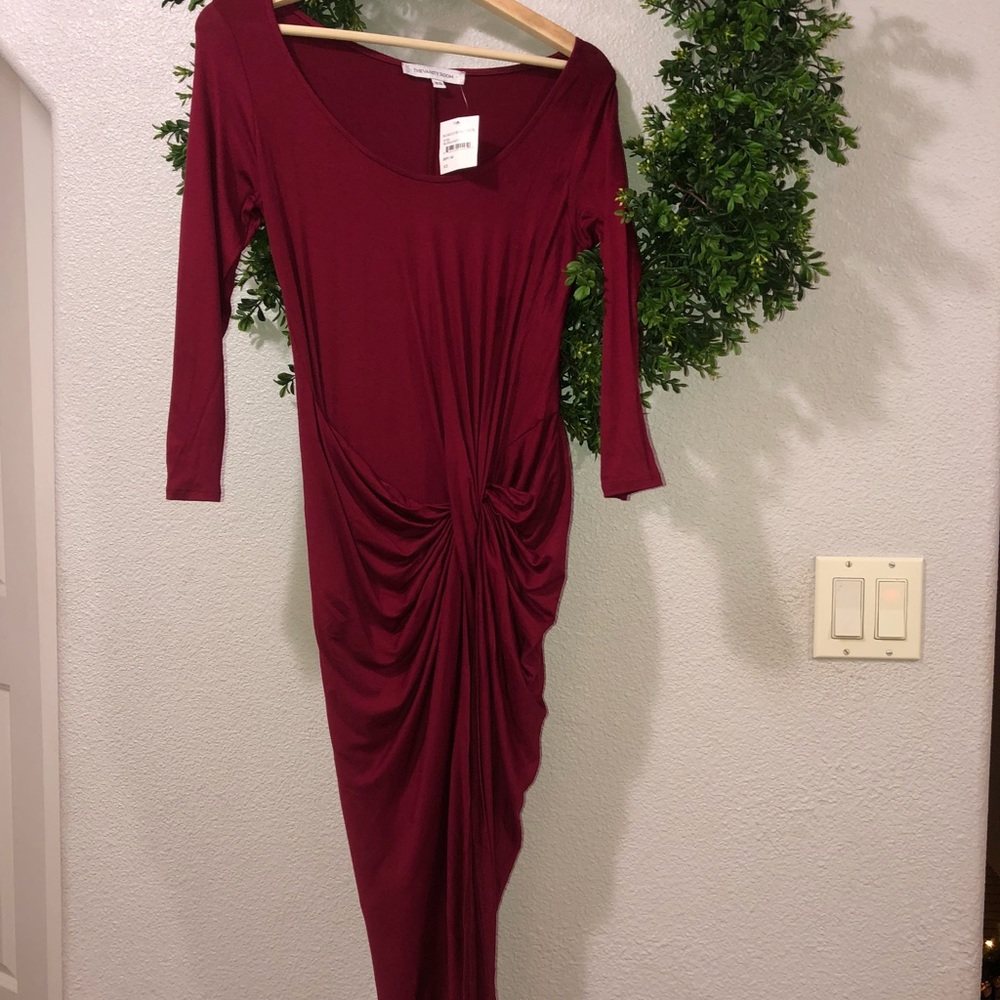 Vanity room burgundy knot dress